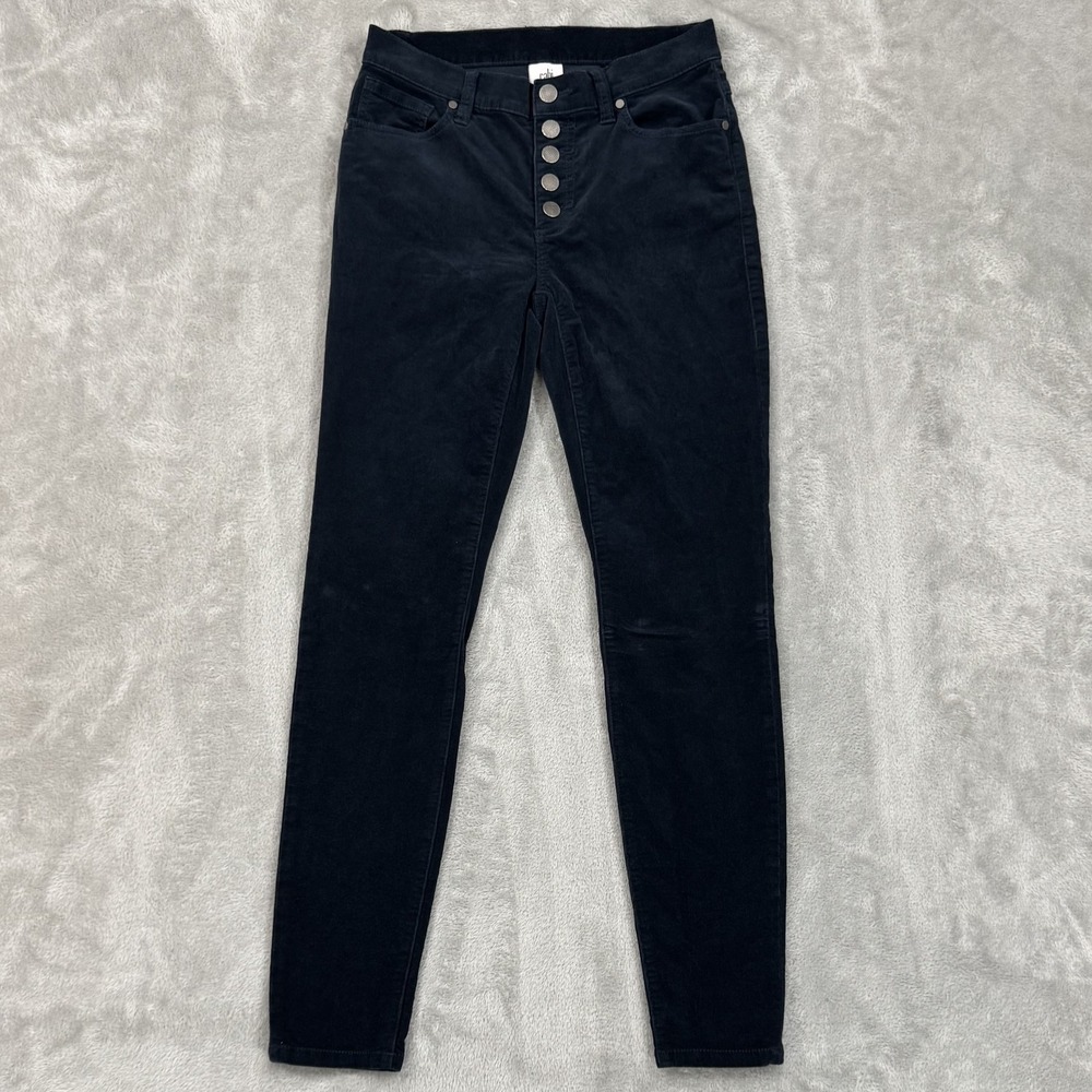 Cabi Pants Womens 2 Dark Navy Blue Corduroy Button Fly Slim Skinny Stretch Soft